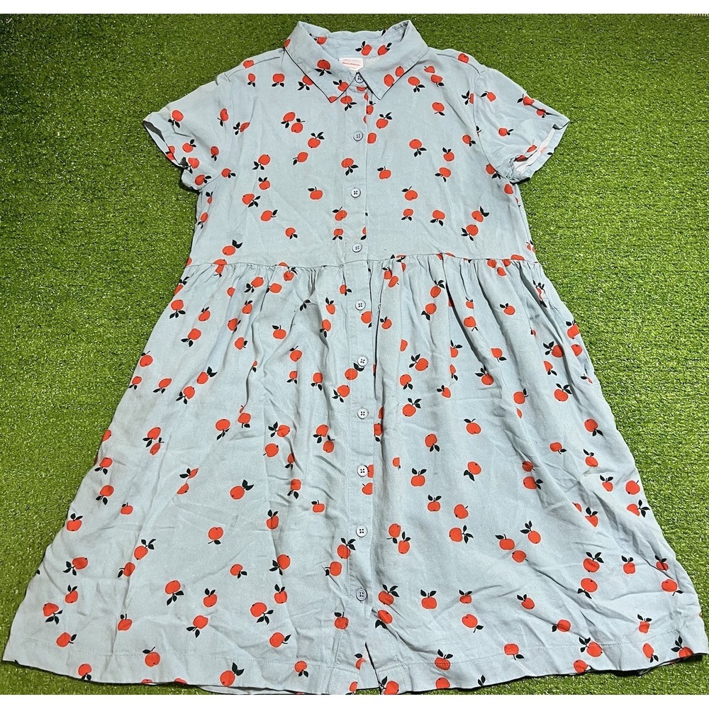 Hanna Andersson Twirl Skater Dress Size 12 (150 Cm) Blue Apple Print Summertime‎